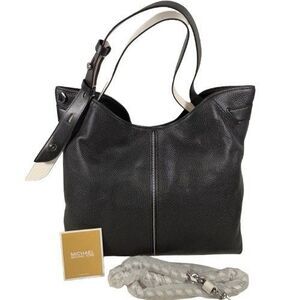 Michael Kors DOWNTOWN ASTOR Black/White Leather Lg Shoulder Tote Bag NWOT $498